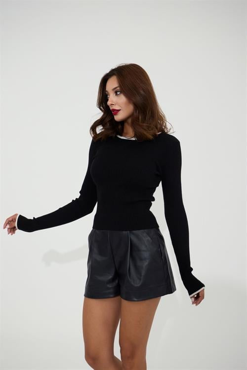 Pull  Col Basique Maille - Noir